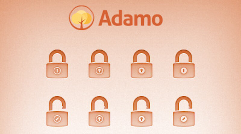 Logo Adamo, lucchetti e sfondo arancione